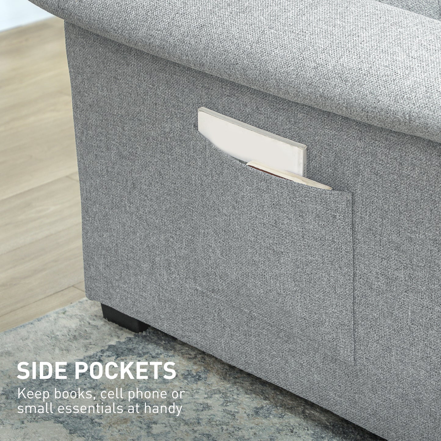 Click Clack Sofa Bed 2 Seater Sofa Bed for Living Room Light Grey