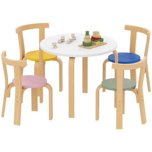 5 Piece Kids Table and Chairs Set Wood for 3-8 Years for Art Crafts