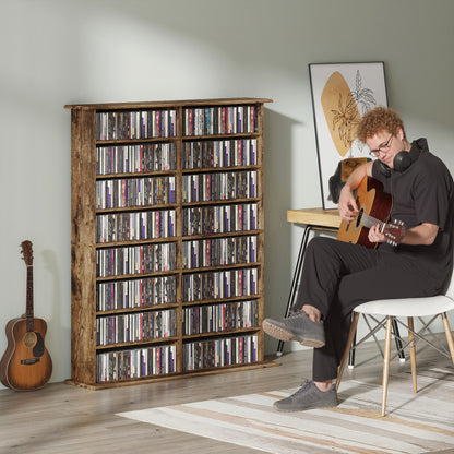 CD Storage Unit DVD Tower Blu-ray Storage Shelf for Office, Brown