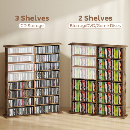 CD Storage Unit DVD Tower Blu-ray Storage Shelf for Office, Brown