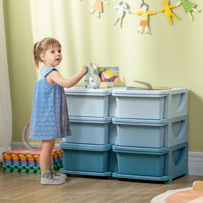 Kids Storage Unit Toy Box Vertical Dresser with Six Drawers - Blue