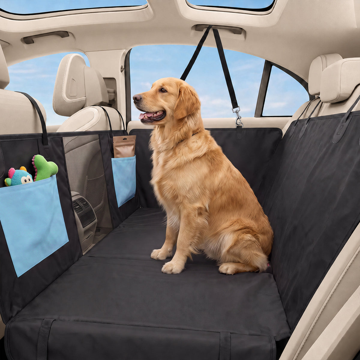 Dog Car Seat Cover, Waterproof Dog Travel Hammock, Blue