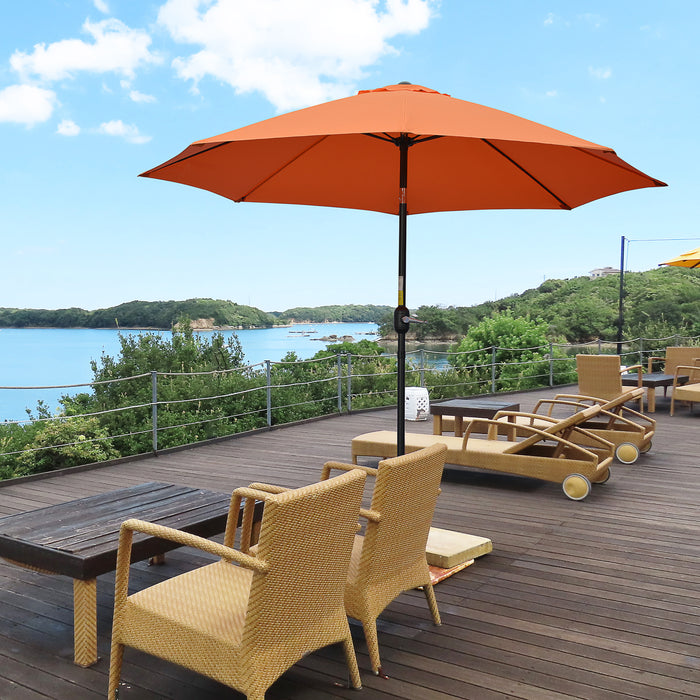 2.6M Patio Parasol Sun Umbrella, Tilt Shade Shelter Canopy with Crank 8 Ribs Aluminium Frame, Orange