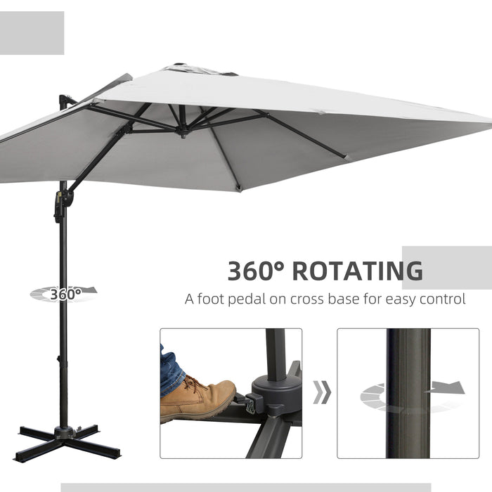 2.7 x 2.7 m Cantilever Parasol Garden Umbrella w/ Cross Base Grey