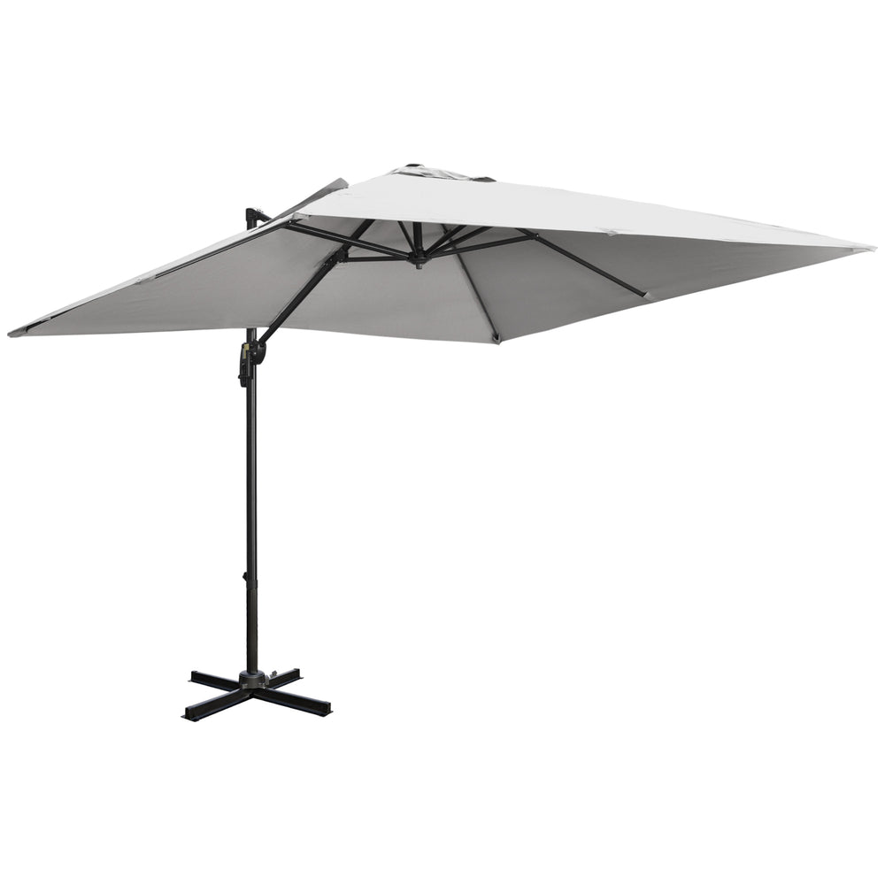 2.7 x 2.7 m Cantilever Parasol Garden Umbrella w/ Cross Base Grey