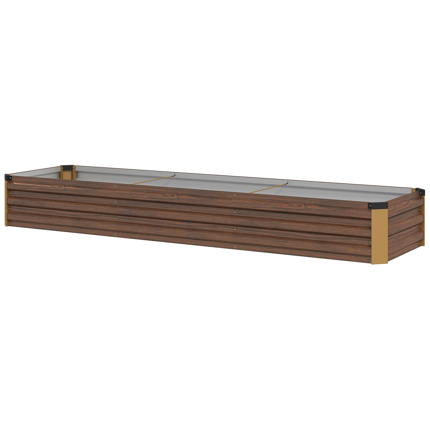 Galvanised Raised Bed for Garden, Rectangular Outdoor Elevated Planter Box with Safety Edging and Open Bottom for Growing Flowers, Herbs and Vegetables, 240 x 60 cm, Dark Brown