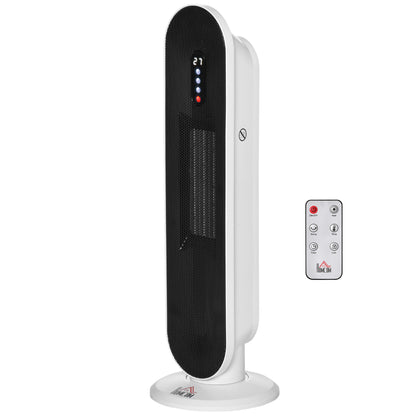 Ceramic Space Heater Tower Heater with 45-degree Oscillation, White