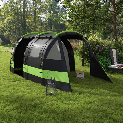 Blackout Camping Tent for 4-5 Person, with Bedroom & Living Room, 3000mm Waterproof, for Fishing Hiking Festival, Black