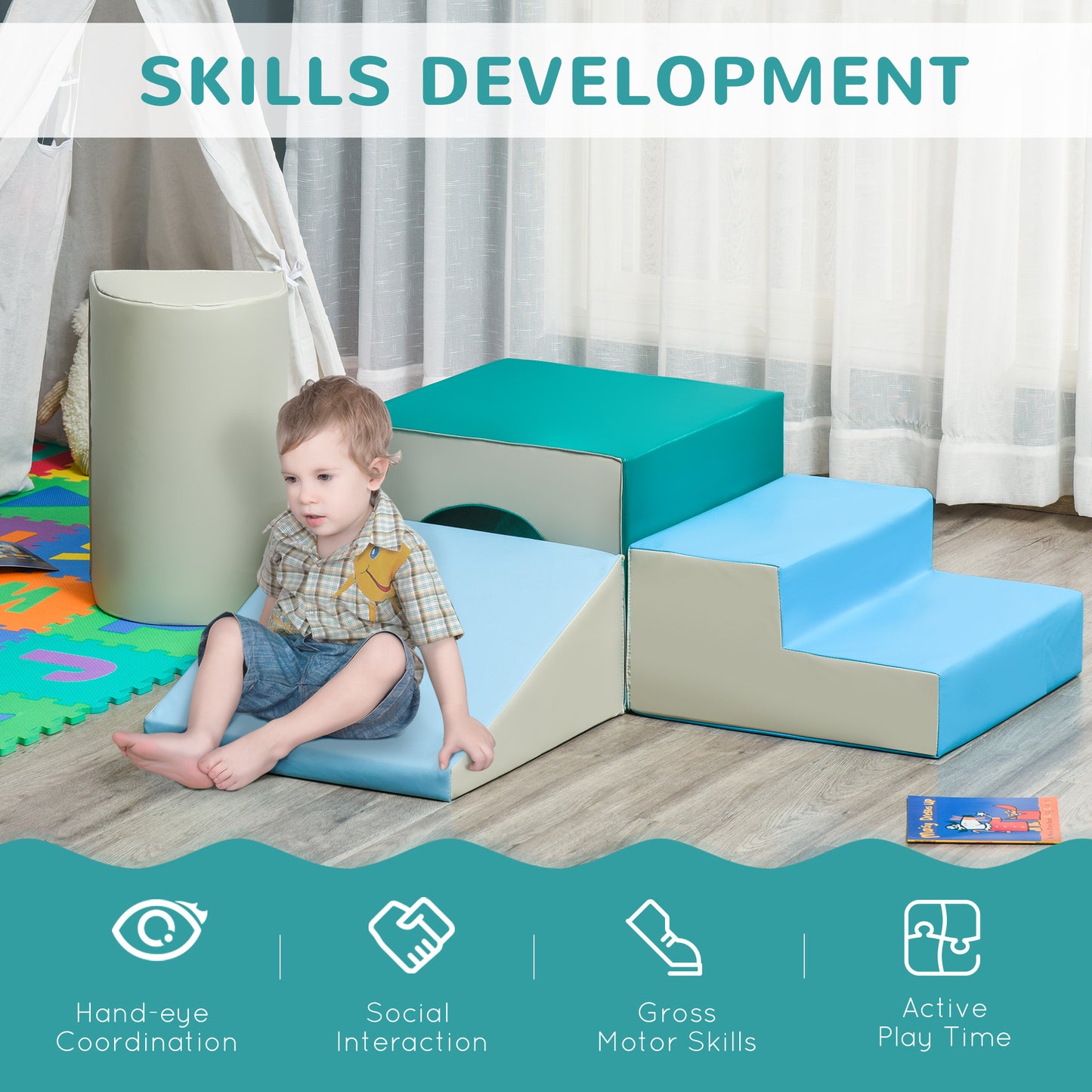 4-Piece Soft Play Set, Baby Foam Block, For Ages 1-3 Years