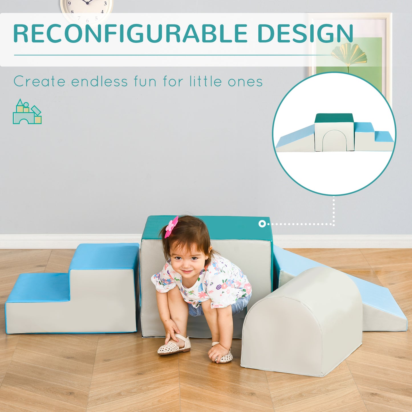 4-Piece Soft Play Set, Baby Foam Block, For Ages 1-3 Years