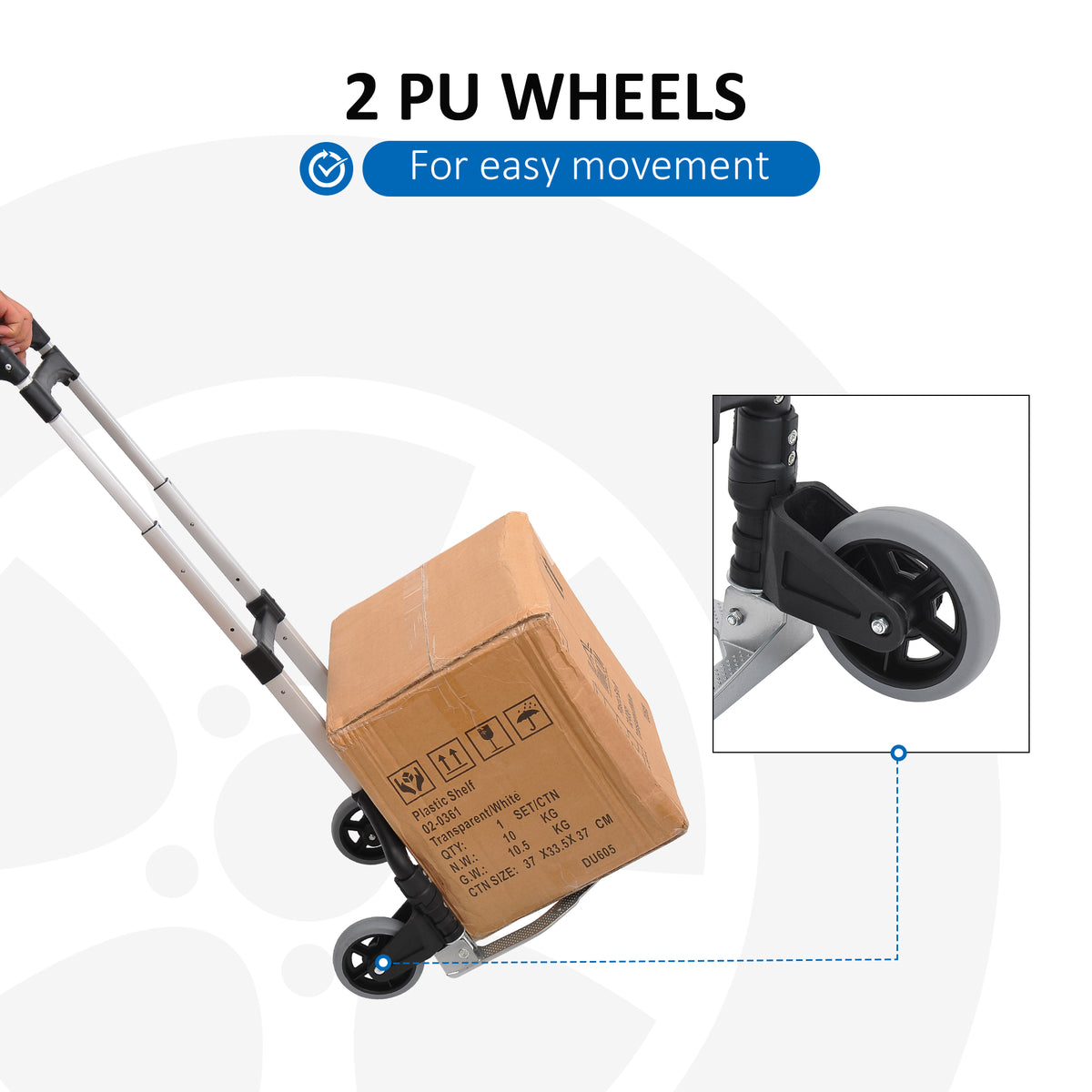 Heavy Duty Aluminium Foldable Hand Truck Trolley, 70KG Load Capacity