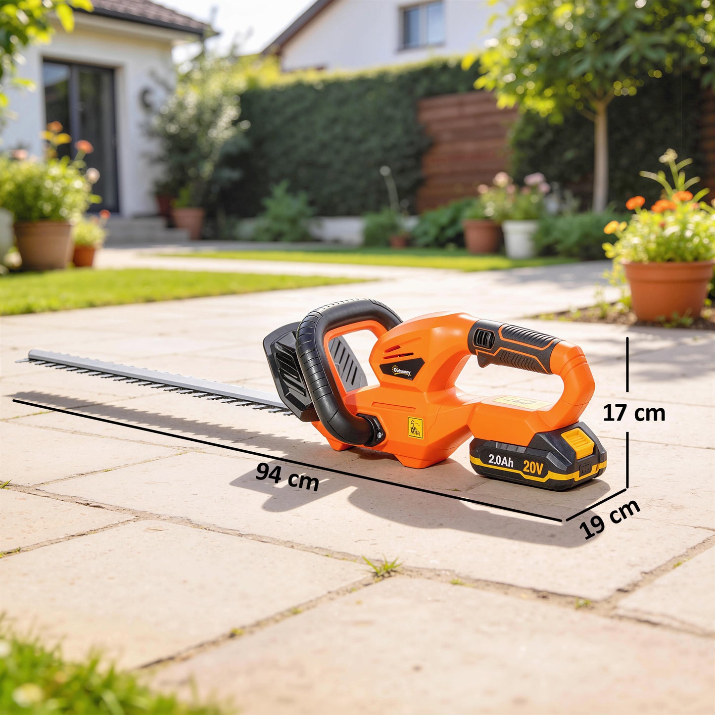 20" Cordless Hedge Trimmer with Dual Action Blade, 2000mAh Battery