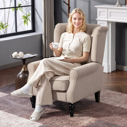 Accent Armchair Home Furniture Retro Tufted Club Wood Fabric, Beige