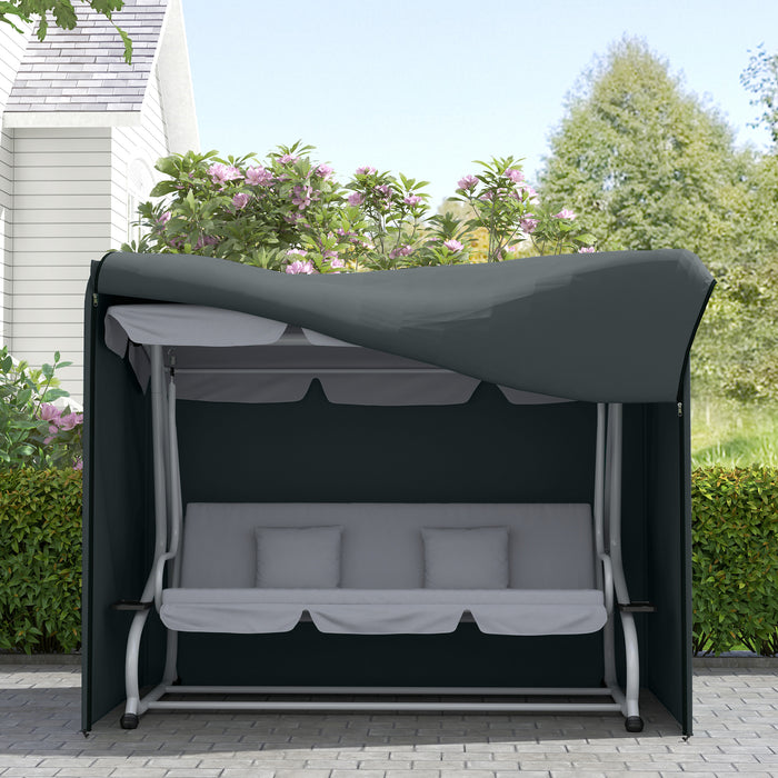 3 Seater Garden Swing Cover, Windproof and Anti-UV, Grey