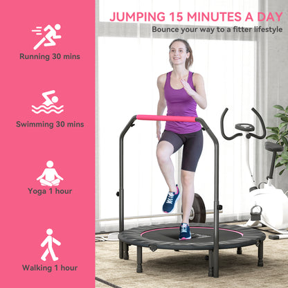 48" Foldable Mini Fitness Trampoline w/ Foam Handle, Pink