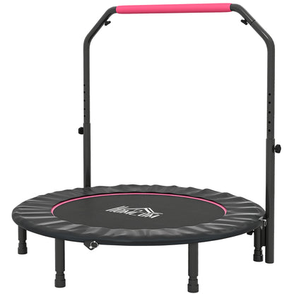 48" Foldable Mini Fitness Trampoline w/ Foam Handle, Pink