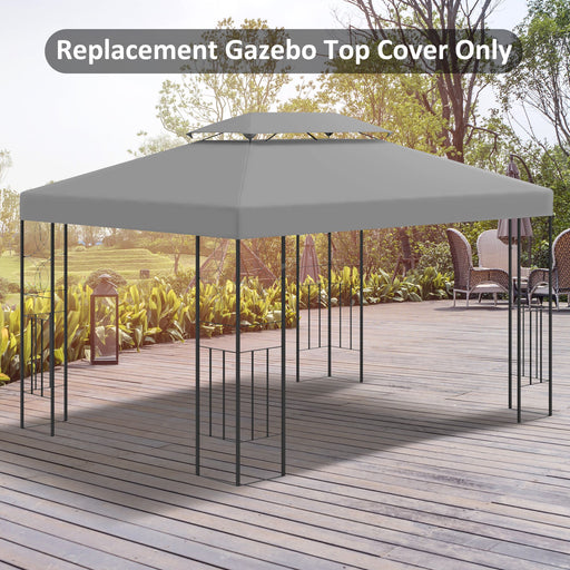 3x4m Gazebo Replacement Roof Canopy, 2 Tier Top UV Cover Garden Outdoor Awning Shelters, Grey (TOP ONLY)