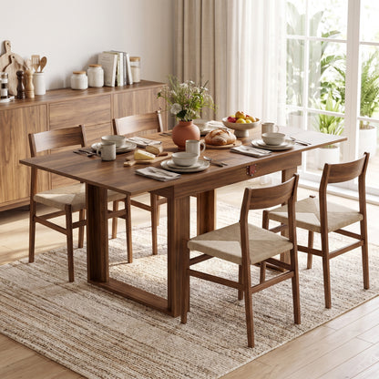 Folding Dining Table Under-Table Storage 140cm Grey