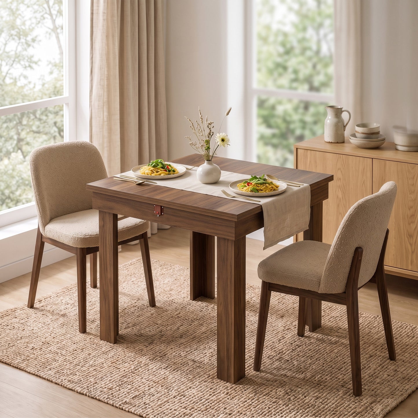 Folding Dining Table Under-Table Storage 140cm Grey