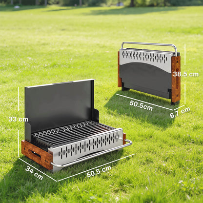 Charcoal BBQ Grill Folding Barbecue Grill for Camping Black