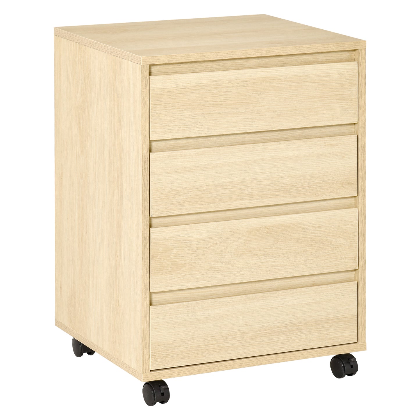Mobile Vertical Filing Cabinet with 4 Drawers for Home, Natural