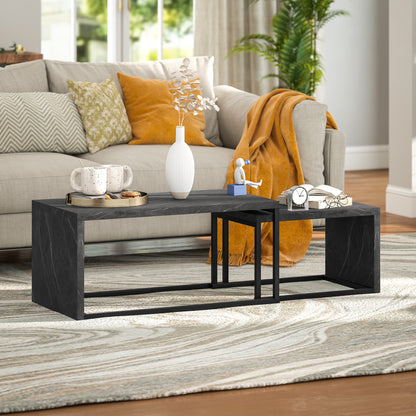 Coffee Tables Set of 2, Nest of Tables for Living Room, Dark Grey