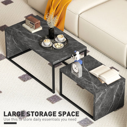 Coffee Tables Set of 2, Nest of Tables for Living Room, Dark Grey