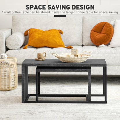 Coffee Tables Set of 2, Nest of Tables for Living Room, Dark Grey