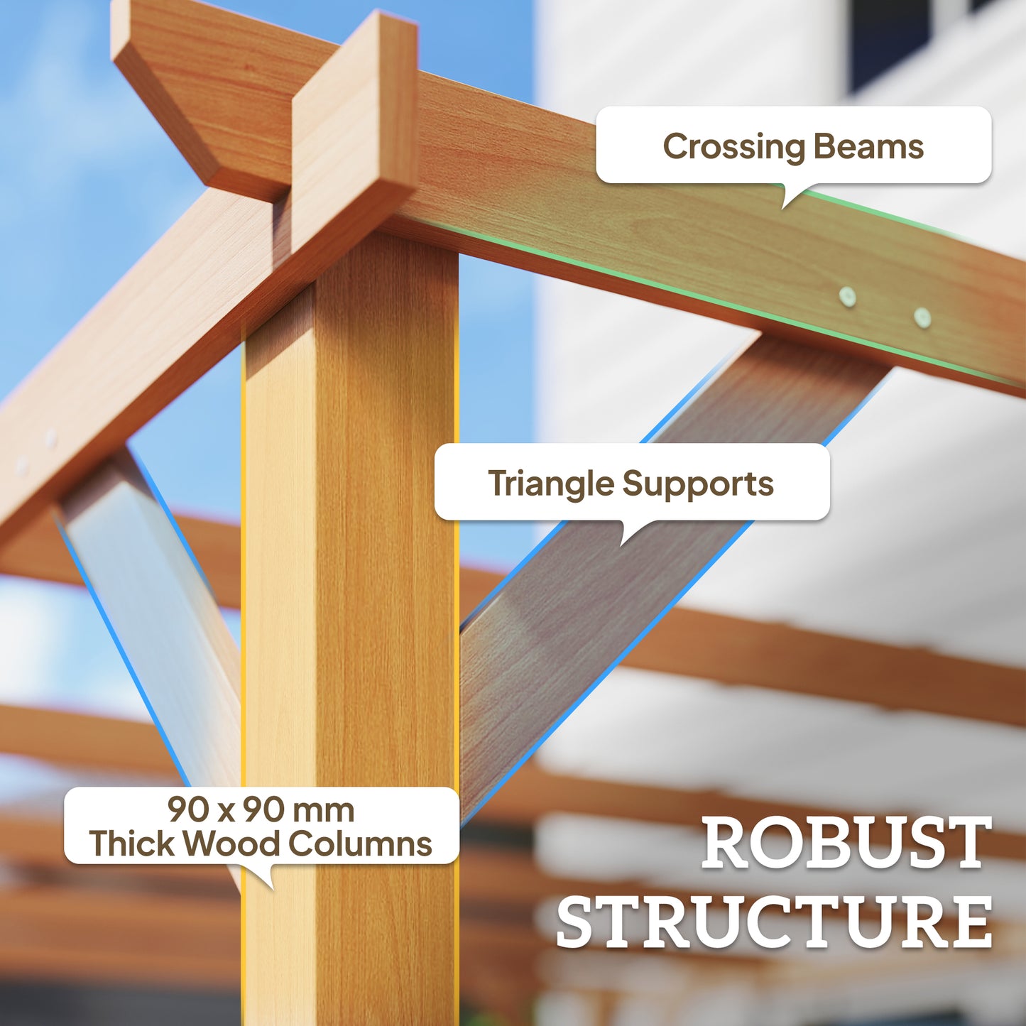 4x3 m Garden Wooden Pergola Gazebo Grape Trellis, Maple Wood-effect