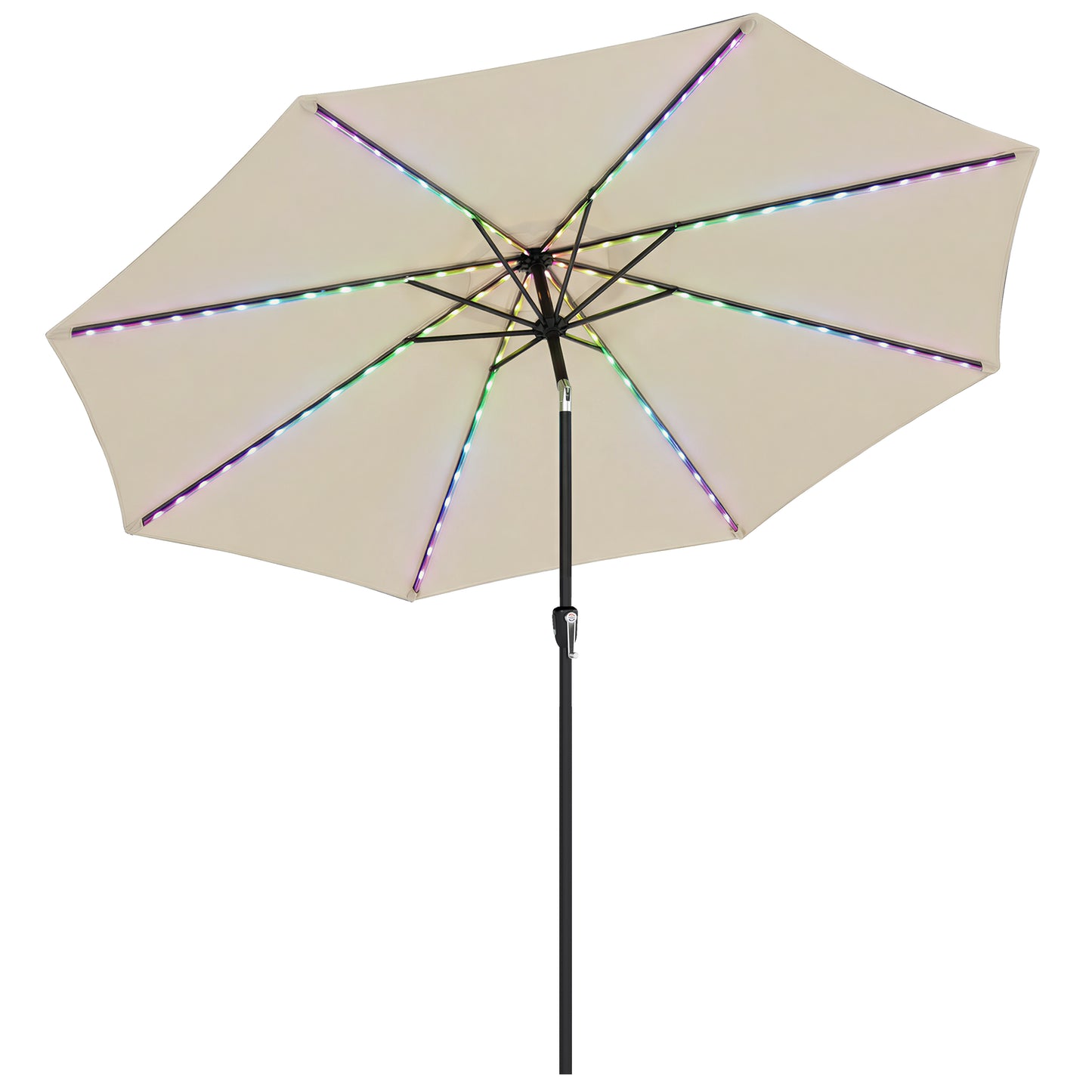 3 m Garden Parasol Umbrella with LED Lights, Patio Umbrella Beige