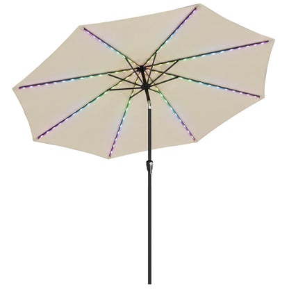 3 m Garden Parasol Umbrella with LED Lights, Patio Umbrella Beige