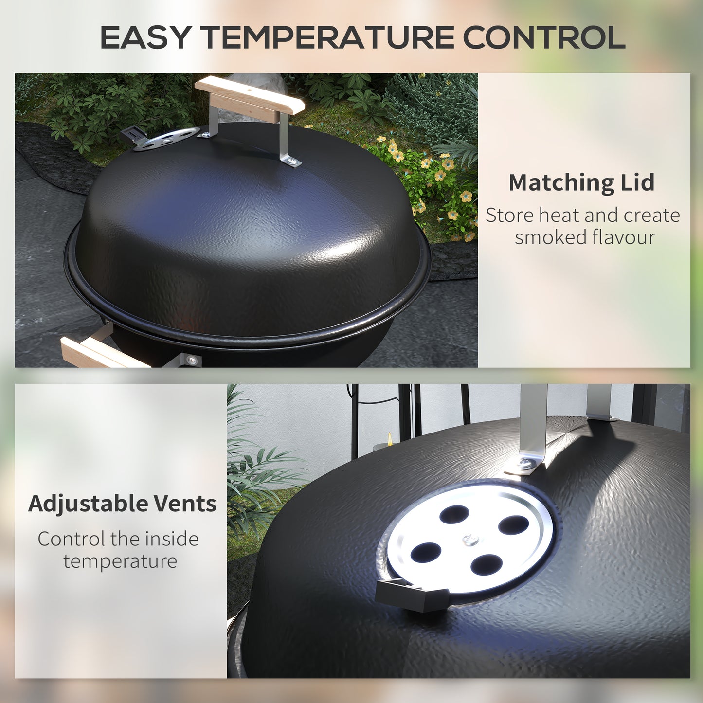 Portable Round Kettle Charcoal Grill BBQ Outdoor Heat Control Party
