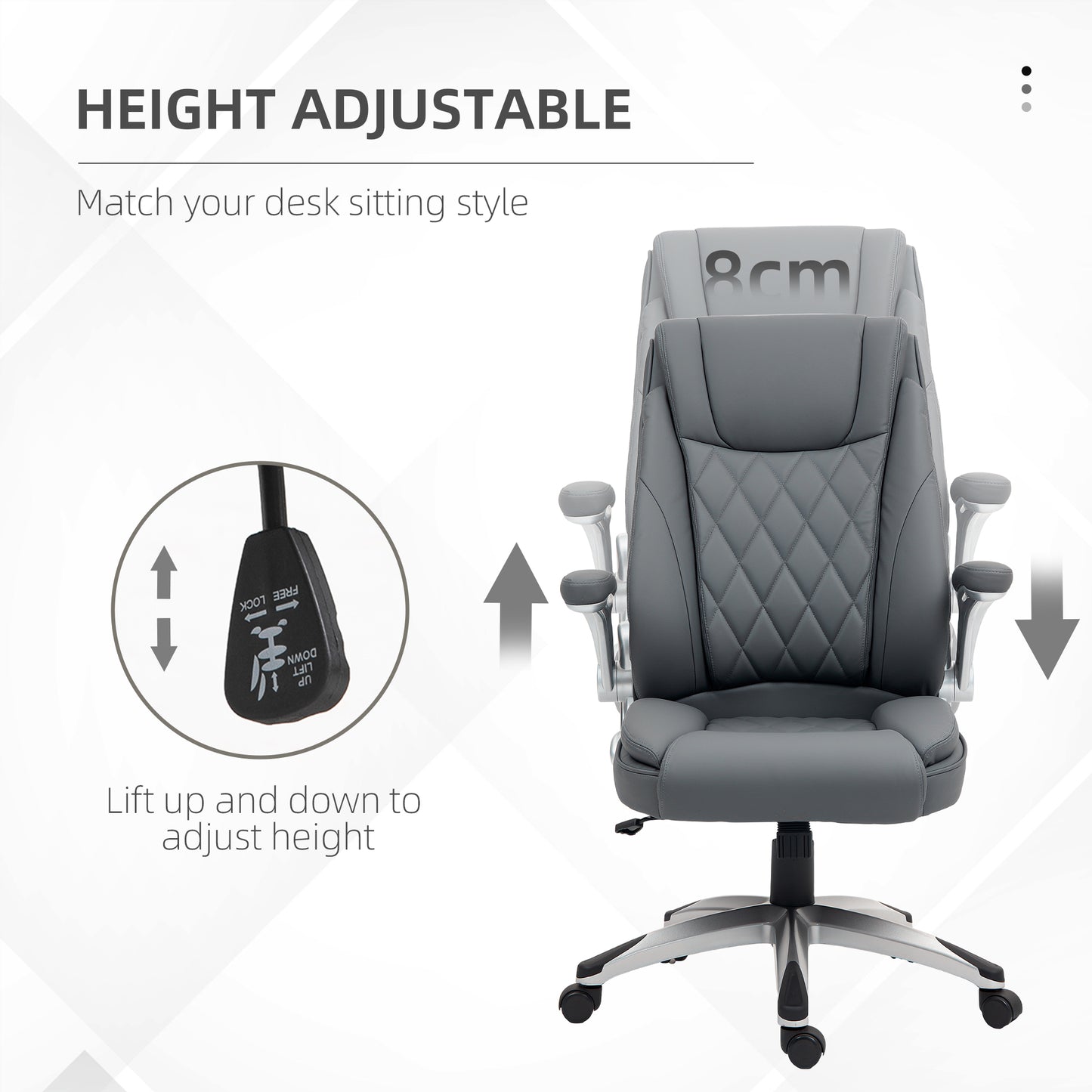 High Back Executive Office Chair Home Swivel Dark Grey