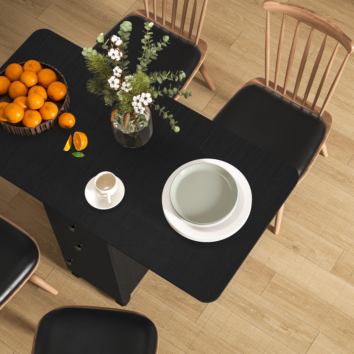 Folding Dining Table, Drop Leaf Table With Drawers Distressed Black