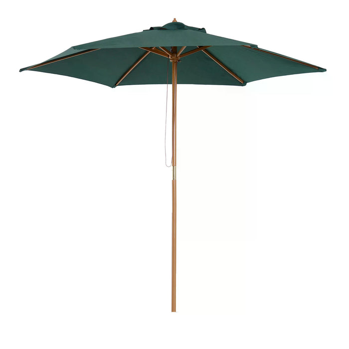 2.5m Wooden Garden Patio Parasol Umbrella-Green