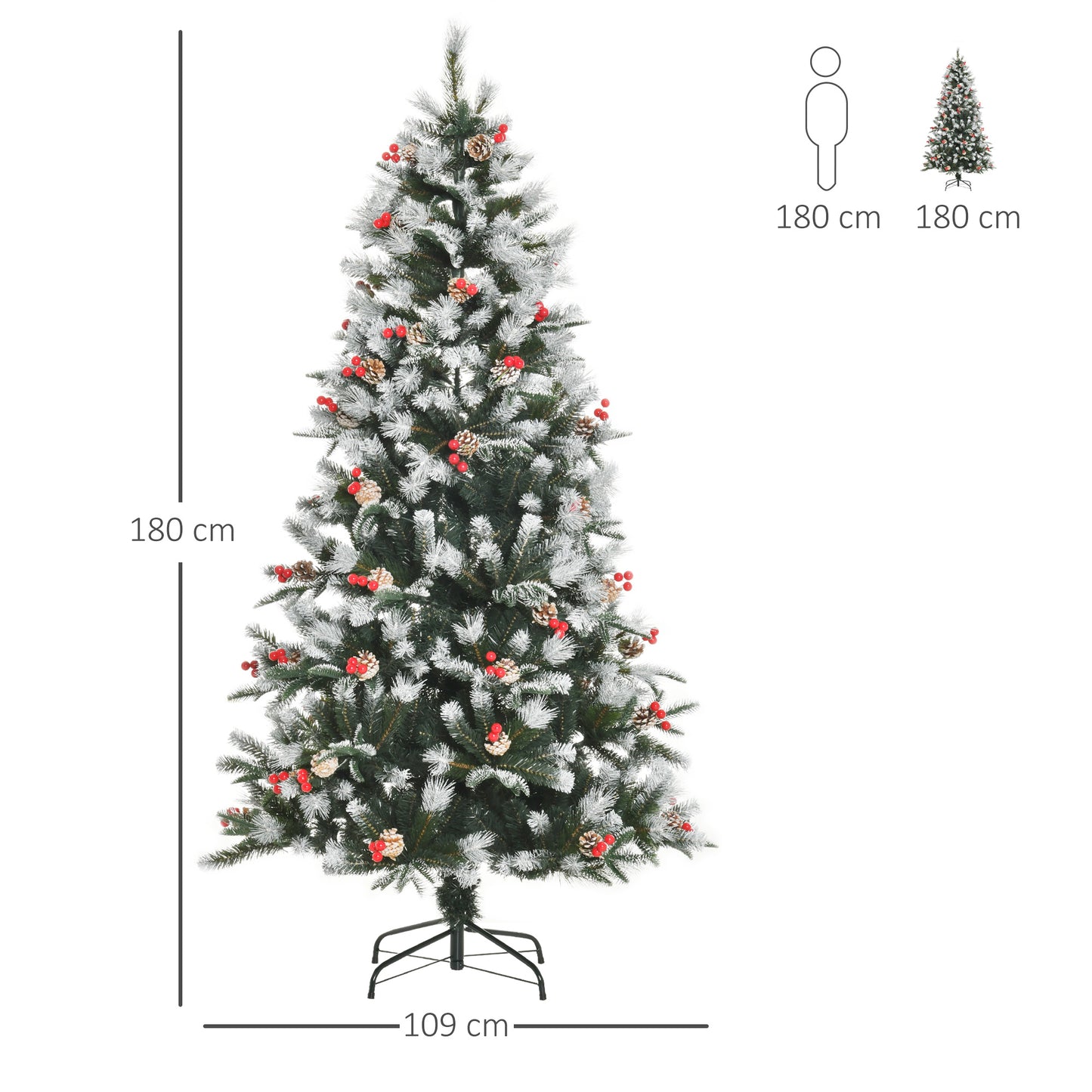 6FT Artificial Snow Dipped Christmas Tree Xmas Holiday Pencil Tree Green