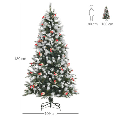 6FT Artificial Snow Dipped Christmas Tree Xmas Holiday Pencil Tree Green
