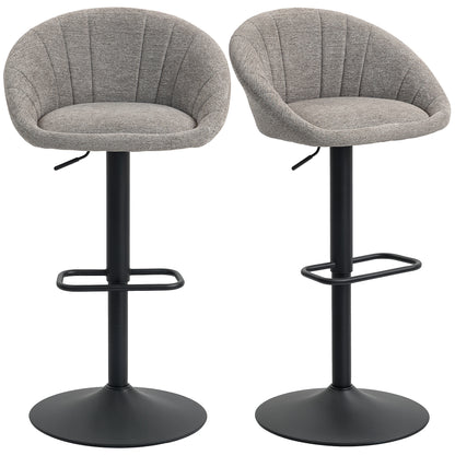 Swivel Bar Stools Set of 2 Height Adjustable Bar Chairs Grey