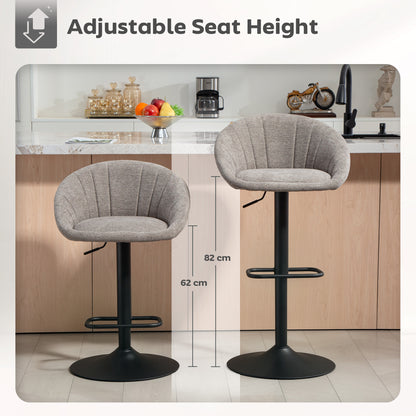 Swivel Bar Stools Set of 2 Height Adjustable Bar Chairs Grey