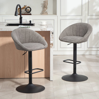 Swivel Bar Stools Set of 2 Height Adjustable Bar Chairs Grey