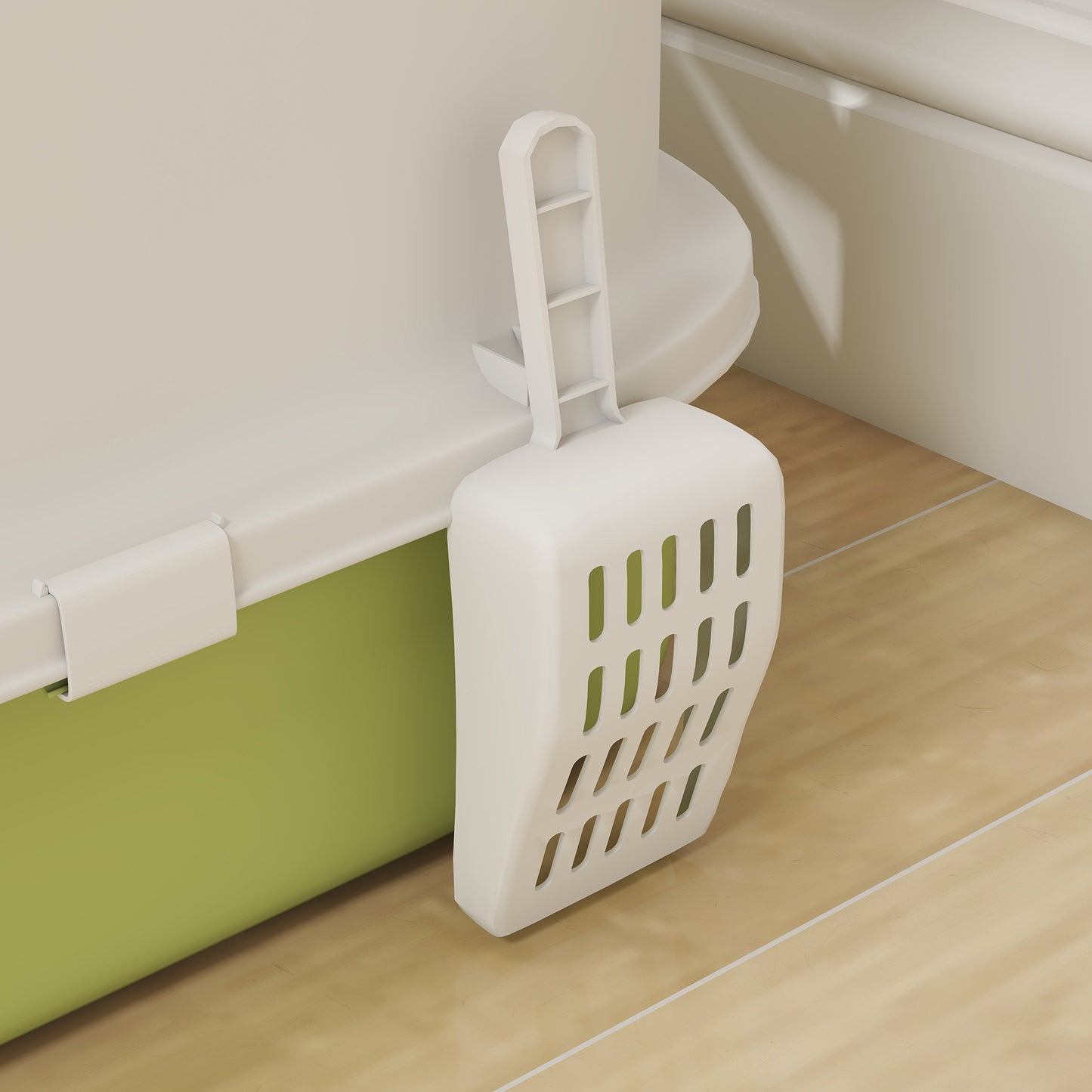 Cat Litter Box, Hooded Cat Litter Tray with Lid, Scoop, Green