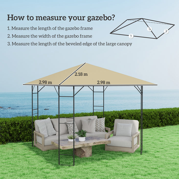 3 x 3(m) Gazebo Canopy Replacement Cover with Drain Holes, Beige