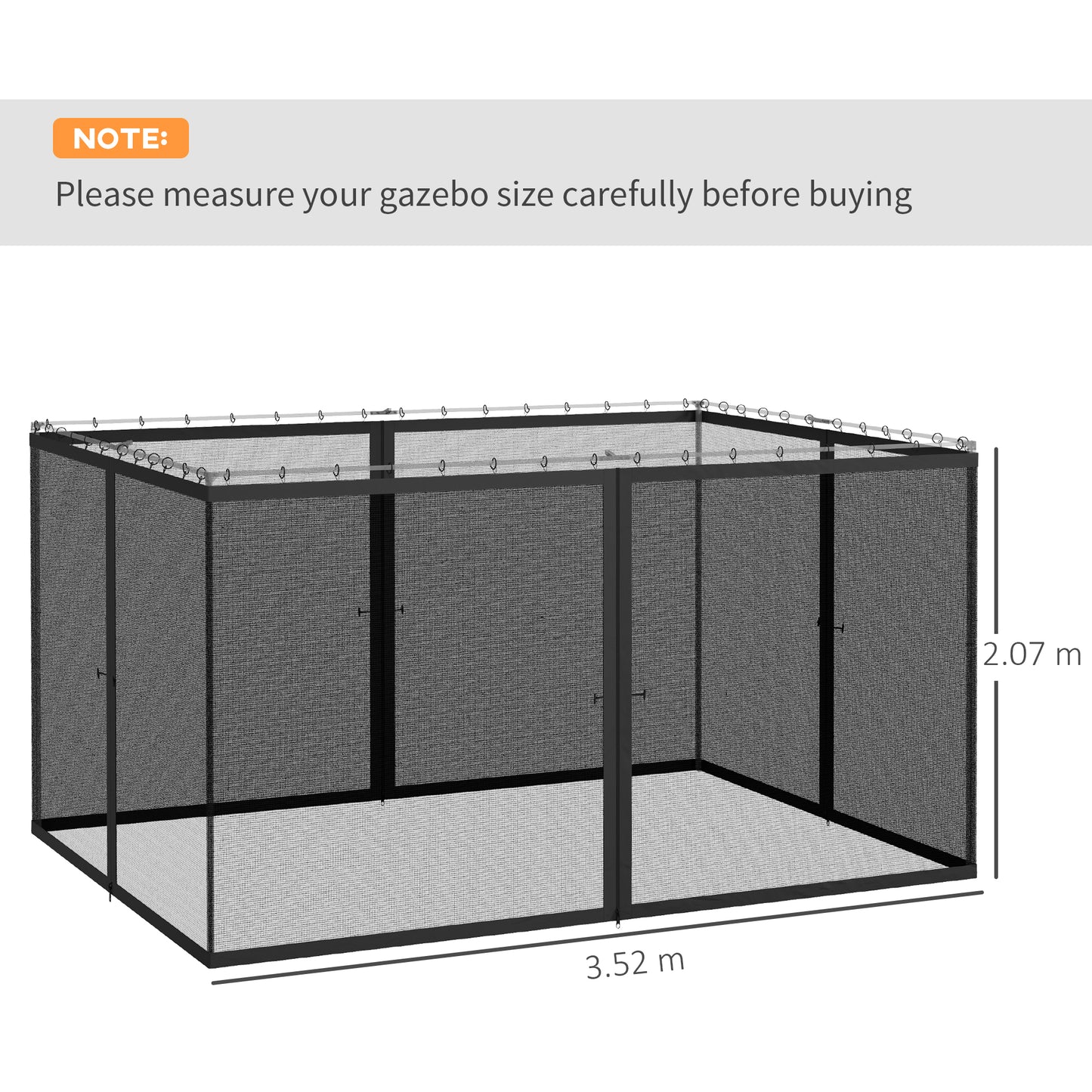 352 x 207cm Universal Replacement Gazebo Mesh Netting Screen Walls