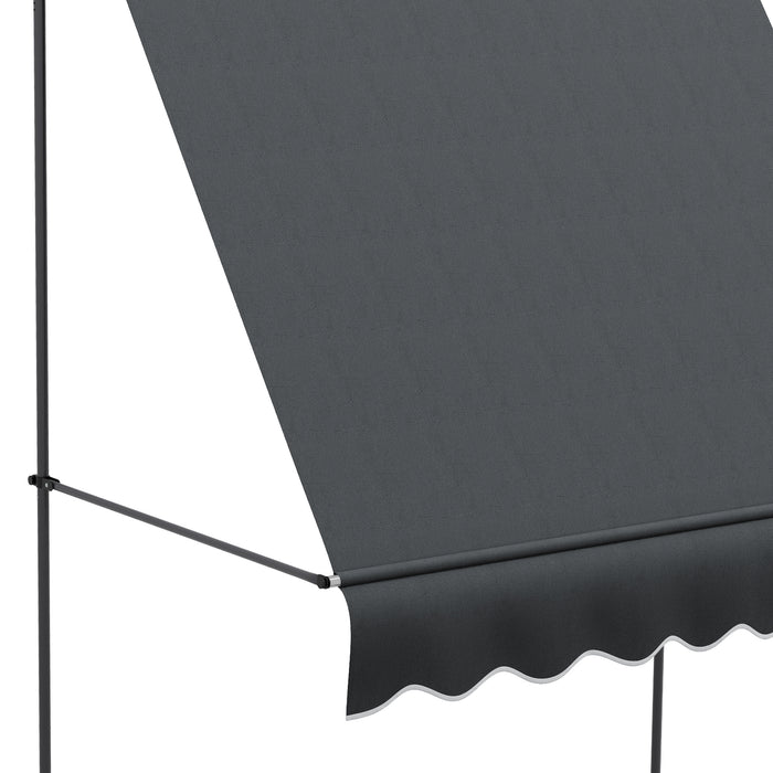 2 x 1.2m Retractable Awning, Free Standing Patio Sun Shade Shelter, UV Resistant, for Window and Door, Grey