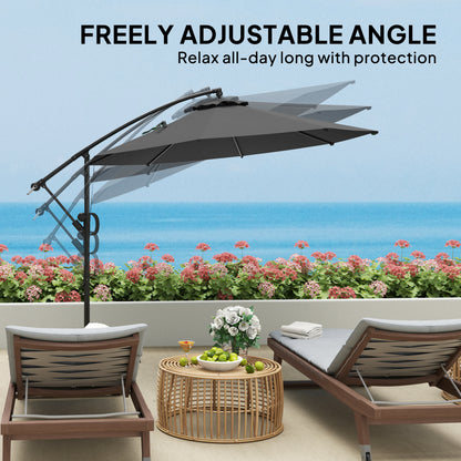 3(m) Cantilever Banana Parasol with Cover Wind Strap UPF50+Grey