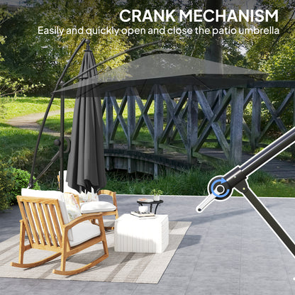 3(m) Cantilever Banana Parasol with Cover Wind Strap UPF50+Grey