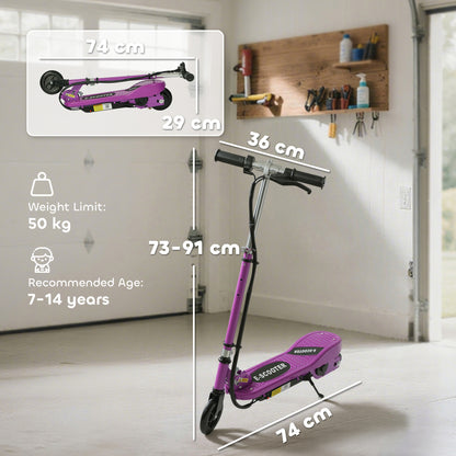 Foldable Kids E-Scooter, for Ages 7-14 Years, Purple