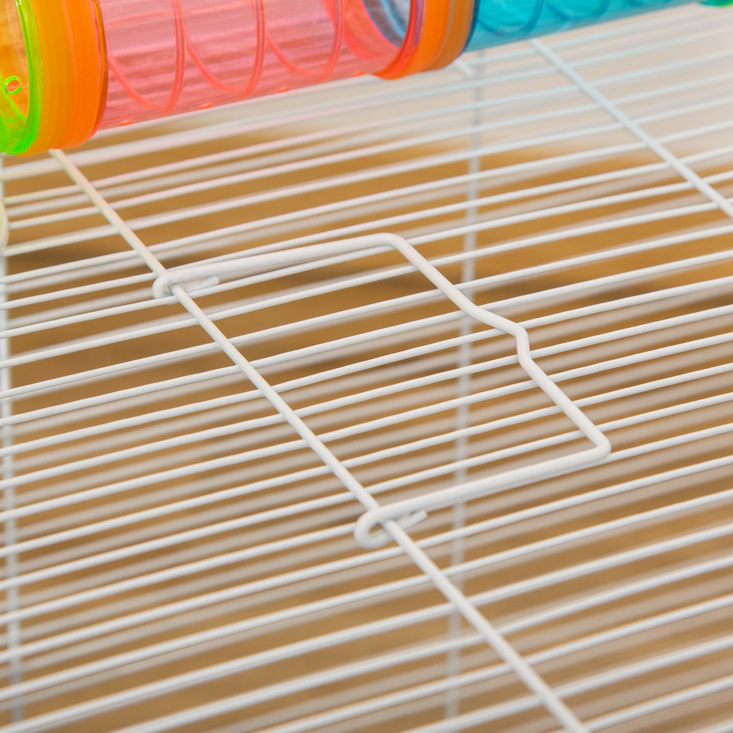 Hamster Cage with Tubes Tunnel 3 Level Rodent House with Exercise Wheel, Water Bottle, Food Dish, Ramp, Hut 59 x 36 x 47 cm- Blue