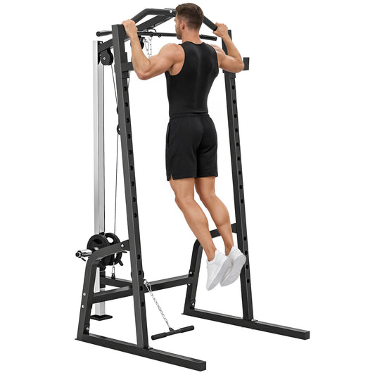 Cable Crossover Machine with Pulley System, Squat Rack