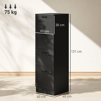 4 Drawer File Cabinet with Lock and Adjustable Hanging Bars, Black